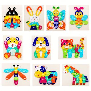 Grand puzzle 3D en bois avec des animaux et des chiffres pour le développement cognitif des enfants, jouet éducatif pour l'apprentissage précoce des enfants - Product Image 2