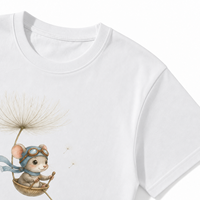 Kaos Lengan Pendek Kerah Bulat Kustom dengan Grafis Original Dandelion Pilot Mouse