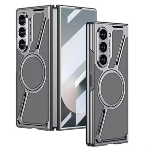 Film de protection d'écran de conception d'affaires placage boîtier de téléphone en cuir PU pour Samsung Z Fold 6 7 couverture antichoc de charge magnétique - Product Image 6