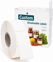 Étiquettes vierges inscriptibles en amidon végétal, solubles dans l'eau, autocollantes, pour cuisine centralisée, 2x1 pouce, 1x2 pouce, en rouleau, en vrac