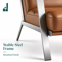 Chaise de conférence exécutive ergonomique moderne en cuir avec structure métallique et accoudoirs fixes pour usage professionnel, commercial et hôtelier