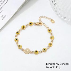 Pulseras de Diseñador para Mujer JML con Colgante de Ojo Turco Azul, Bañadas <span class=keywords><strong>en</strong></span> Oro de 14K, Joyería de Moda de Último Diseño para <span class=keywords><strong>la</strong></span> <span class=keywords><strong>Amistad</strong></span> - Product Image 4