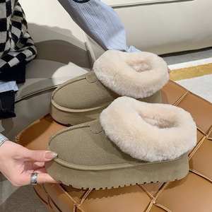 Uggs populaires pour l'automne et l'hiver, pantoufles en coton peluche pour hommes et femmes, pantoufles chaudes pour la maison avec fourrure - Product Image 6