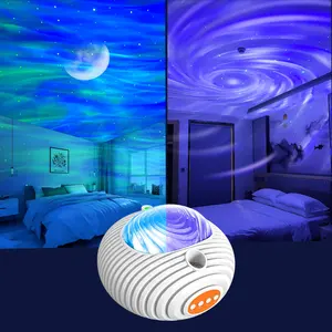 New Room Double Effects Music Led Aurora Sky Star Moon Starry Projector Night Light Galaxy Projection Lamp For Kids Gift