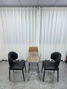 Mesa de centro moderna redonda de vidrio templado con patas de metal cromado para el hogar y la oficina, muebles para sala de estar - Product Image 5