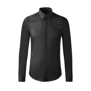 All'ingrosso <span class=keywords><strong>Slim</strong></span> <span class=keywords><strong>Fit</strong></span> da <span class=keywords><strong>uomo</strong></span> Top a manica lunga stampa Casual camicie con colletto traspirante per la stagione autunnale - Product Image 4