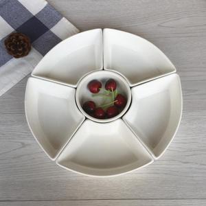 Bandeja <span class=keywords><strong>de</strong></span> madera <span class=keywords><strong>de</strong></span> bambú <span class=keywords><strong>de</strong></span> porcelana blanca pura japonesa, plato dividido, plato <span class=keywords><strong>de</strong></span> cerámica cuadrado redondo - Product Image 5