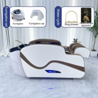 Fauteuil de lavage de cheveux Winplus Salon avec hydrothérapie, circulation d'eau, massage électrique, lit de lavage japonais pour spa capillaire avec fonction vapeur