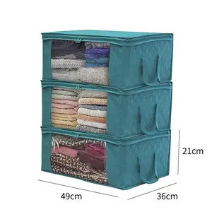 Home Storage Non-woven Fabric Foldable Cloth Storage Boxes For Dress Clothes Toy Stackable Bins Organizer Collapsible