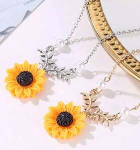 Collar de Perlas con Colgante Delicado de Girasol para Mujer, Accesorios de Joyería y Ropa - Product Image 2