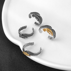Bague de fiançailles pour homme en acier inoxydable plaqué titane avec design géométrique, bague en forme d'aigle vintage, style punk - Product Image 6
