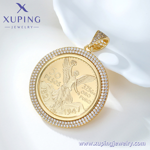 X000684866 Xuping <span class=keywords><strong>Jewelry</strong></span> <span class=keywords><strong>14K</strong></span> Chapado en oro Moneda de moda Big Rapper Hiphop Hombres Colgante - Product Image 2