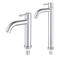 Robinet de lavabo moderne en acier inoxydable brossé à montage sur pont, mélangeur d'eau chaude et froide pour salle de bain d'hôtel et villa