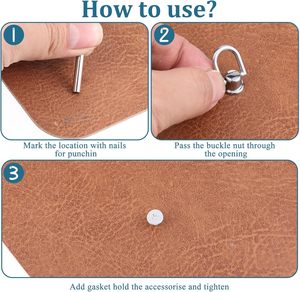 Anillos en D giratorios con tornillo de bola para bolsos, remaches metálicos para cuero - Product Image 6