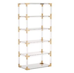 Estantería a medida de 6 estantes, dorada y acrílica transparente, estantería de exhibición, estantería de pie para suelo lucite - Product Image 3