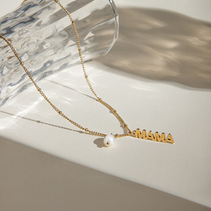 Collar con Colgante de Perla de Agua Dulce y Letra <span class=keywords><strong>MAMA</strong></span> Chapado en Oro de 18K de Acero Inoxidable para el <span class=keywords><strong>D</strong></span>ía de la Madre, 40+5cm, J&<span class=keywords><strong>D</strong></span> - Product Image 5