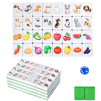 Jeu de tuiles de mahjong américain Yumyoung - Motif d'animaux mignons, 166 tuiles avec sac portable