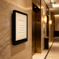 Écran commercial LCD mural HRAY 43 pouces avec verre trempé, tactile en option, pour affichage d'informations en hall d'accueil, diffusion de messages, commande OEM personnalisée