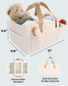 Beige Baby Caddy Organizer Caddy Organizer with Handle Baby Diaper Caddy Organizer Nursery <b>Storage</b> <b>Basket</b> - Product Image 6