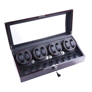 Macchie Quad Motore di Legno Watch Winder per gli <span class=keywords><strong>Orologi</strong></span> Automatici di Imballaggio Trasparente Finestra di Visualizzazione Casella di Avvolgimento - Product Image 1