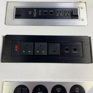 <span class=keywords><strong>Prise</strong></span> de courant multi-prises rotative à bascule manuelle montée sur le dessus de la table, en aluminium, pour bureau, conférence - Product Image 3