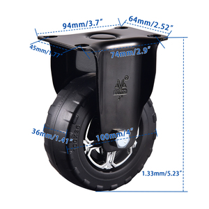 Roue pivotante en nylon et caoutchouc VIMA 100 mm avec roulement à billes, capacité de charge 140 kg, roues de chariot électrophorétiques pour équipements - Product Image 2