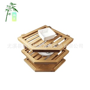 Bamboo Wood Drain <b>Rack</b> 3 Tier Kitchen <b>Dish</b> <b>Rack</b> Square Shape Eco Friendly Storage - Product Image 5