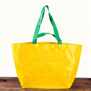 Eco-Friendly Waterproof PP Woven Tote <b>Bag</b> Recyclable Laminated Medium Shopping <b>Bag</b> with Letter Pattern - Product Image 2