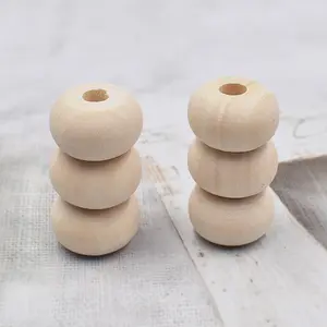 Cuentas de ábaco de madera de 20mm, cuentas de madera baratas con agujero de 6mm, accesorios de cuentas hechas a mano DIY