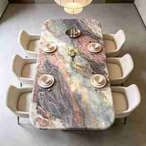 Modern Rectangular Dining Table Natural <b>Marble</b> <b>Top</b> for Living Room Home - Product Image 4