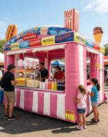 Stand de concession gonflable commercial et château gonflable à thème plage pour la vente de nourriture, publicité gonflable pour entreprises