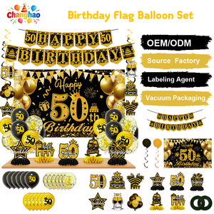Grand ensemble de décorations pour le 30e <span class=keywords><strong>anniversaire</strong></span> pour hommes et femmes, noir et or, avec toile de fond, ballons et bannière pour le 30e <span class=keywords><strong>anniversaire</strong></span> - Product Image 1