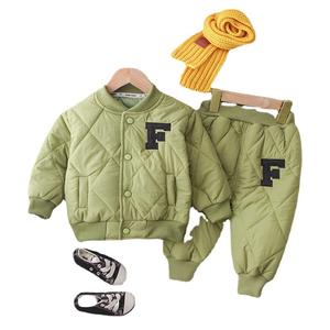 Vêtements d'hiver en coton pour bébé garçon, ensemble de 2 pièces, uniforme de baseball pour enfants, vêtements d'extérieur chauds et décontractés - Product Image 1