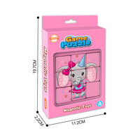 Puzzle magnétique en plastique miniature en gros, puzzle magnétique coulissant éducatif pour enfants, dessin animé éléphant