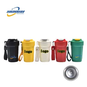 Logo personalizzato in acciaio inox studente comodo corda tazza di acqua Thermos caffè bevanda ottagonale