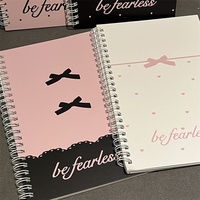 Cuaderno Espiral A5 con Lazo Rosa, Diseño de Alta Estética, Línea Horizontal, 60 Hojas, Impreso para Estudiantes, Regalo para Estudiantes