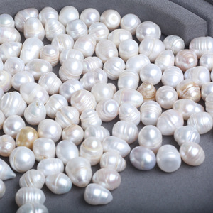 Perles d'eau douce en forme de riz de 12-13 mm en gros de Zhuji, perles filetées blanches, accessoires pour épingles à cheveux DIY, matière première, couleur rose - Product Image 3