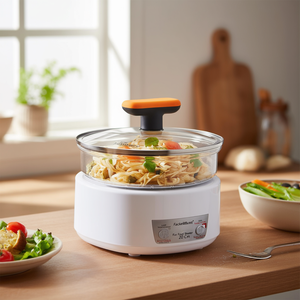Tapa de vidrio Fackelmann con mango naranja para vaporera de alimentos de 20 cm - Product Image 3