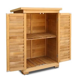 Organizzatore di Attrezzi <span class=keywords><strong>in</strong></span> <span class=keywords><strong>Legno</strong></span> Impermeabile con Doppia Porta a Persiana, Casetta da Giardino <span class=keywords><strong>per</strong></span> Stoccaggio Esterno a 2 Livelli - Product Image 1