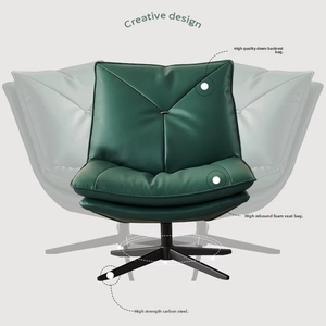 Fauteuil à bascule de bureau en cuir véritable, style moderne et confortable, mobilier durable pour salon et salle de séjour - Product Image 2