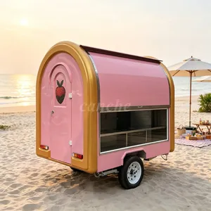 Chariot de rue standard UE, mini-remorque rose pour café et petit-déjeuner, chariot de rue pour pop-corn et desserts, remorque de camping, camion de cuisine mobile - Product Image 1