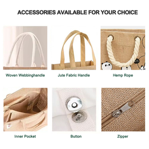 Sacs fourre-tout en <span class=keywords><strong>jute</strong></span> personnalisés avec broderie de lettres, écologiques, grande capacité, pour femmes, épaule, monogramme, publicité, cadeaux de shopping - Product Image 5