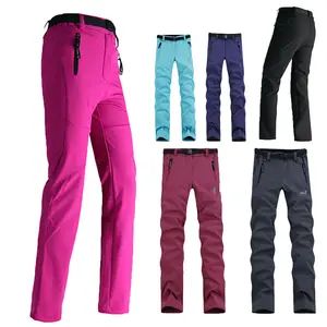 Pantalones de invierno impermeables para senderismo y esquí para mujer, pantalones gruesos y cálidos de concha suave para exteriores, pantalones de lana para acampar y senderismo, para mujer, para invierno, SP23-3082