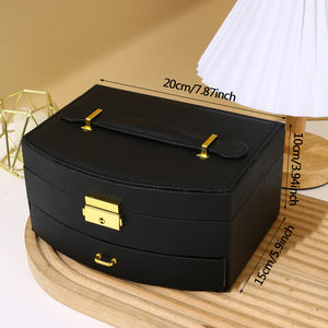 Hot Sale Leder wasserdichte hochwertige Kinder Schmucks cha tulle 2-lagige Schublade mit Hands piegel Schmuck Reisetasche - Product Image 6