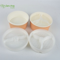 Bol à salade jetable écologique en papier kraft Senang02 Factory avec couvercle en PP personnalisé 500/750/1000ml pour emporter
