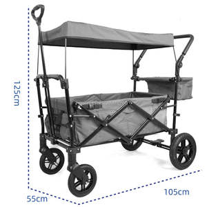 Wagon pour enfants pliable à 2 places, wagon pour enfants avec poignée réglable, capote amovible, harnais de sécurité, grand rangement, tout terrain - Product Image 4