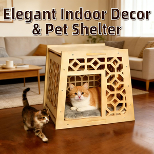 Cuccia Moderna di Lusso per Gatti da Interno in <span class=keywords><strong>Legno</strong></span> Massello con Design Intagliato Vintage, Elegante Rifugio per Animali Domestici di Facile Montaggio e Pulizia - Product Image 4