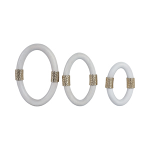 Set di 3 decorazioni murali scultoree ovali in alluminio, stile contemporaneo minimalista, per soggiorno, camera da letto, ufficio - Product Image 1