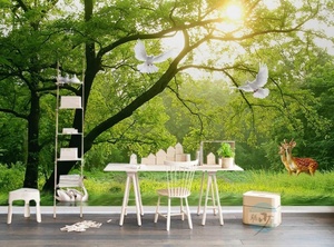 <span class=keywords><strong>Carta</strong></span> <span class=keywords><strong>da</strong></span> <span class=keywords><strong>Parati</strong></span> 3D di Lusso Moderna 8D con Stampa di Natura, Alberi Verdi, Cascata e Pietre ZHIHAI - Product Image 2