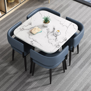 Bàn Ăn đặt 4 chỗ ngồi với Ghế Nhà Hàng Hiện Đại nhà ăn đồ nội thất phòng ăn Bàn ăn vuông đá cẩm thạch Ý sang trọng - Product Image 2